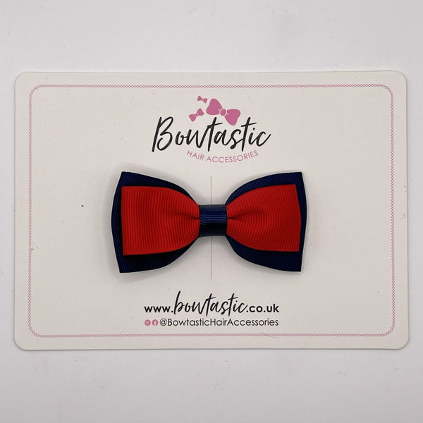 3 Inch Flat Double Bow Style 2 - Red & Navy