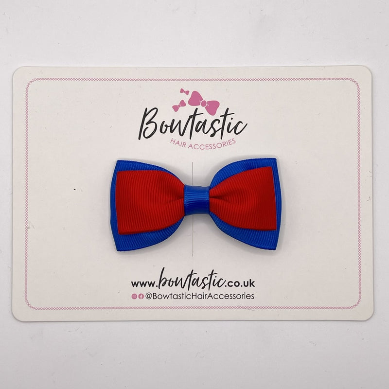 3 Inch Flat Double Bow Style 2 - Red & Royal Blue