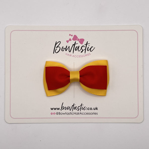 3 Inch Flat Double Bow Style 2 - Red & Yellow Gold