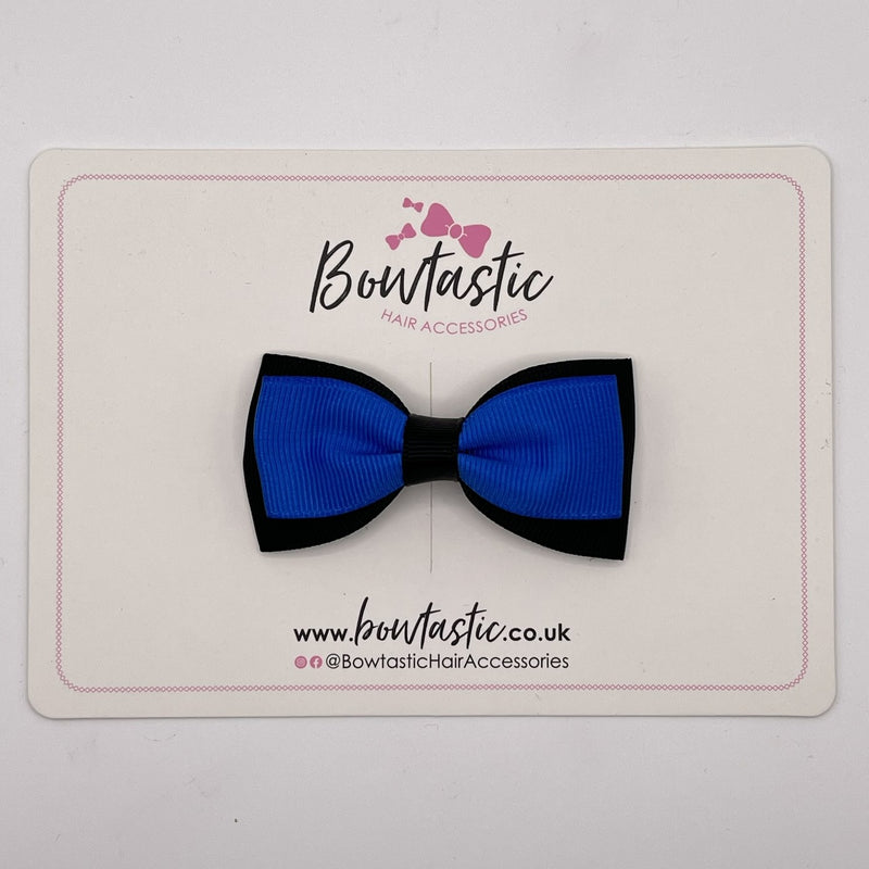 3 Inch Flat Double Bow Style 2 - Royal Blue & Black