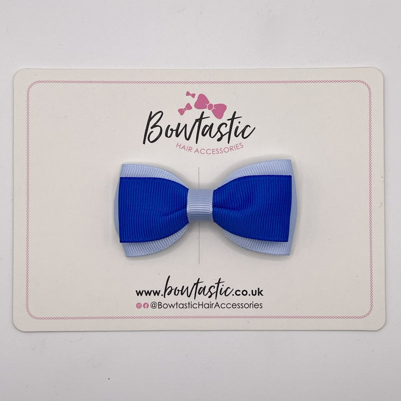 3 Inch Flat Double Bow Style 2 - Royal Blue & Bluebell