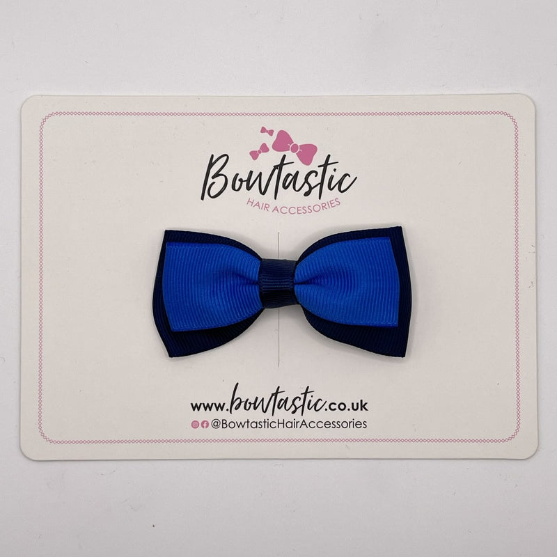 3 Inch Flat Double Bow Style 2 - Royal Blue & Navy