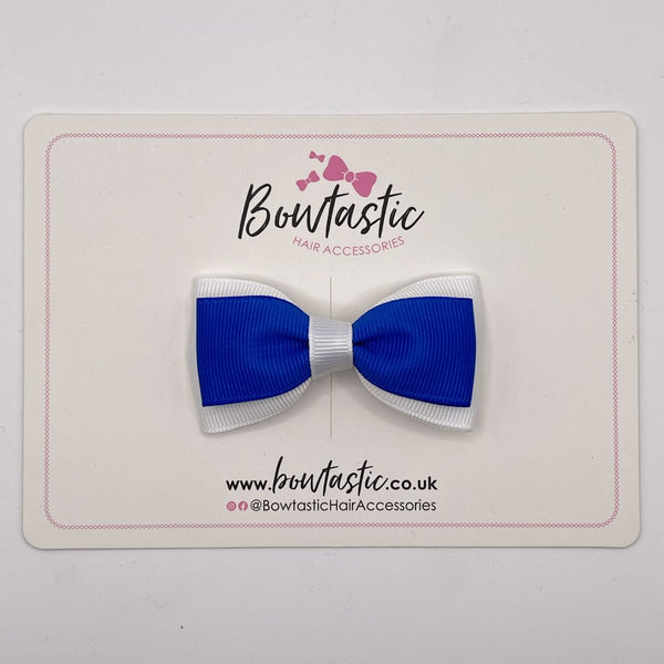 3 Inch Flat Double Bow Style 2 - Royal Blue & White