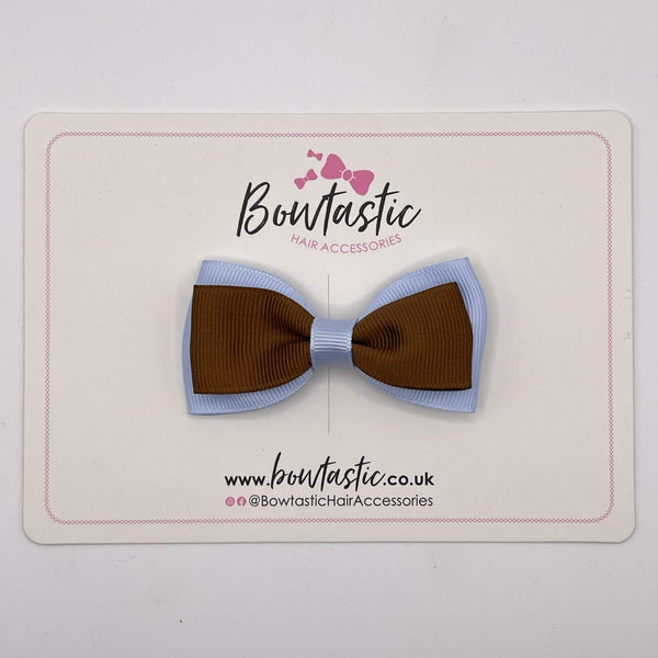 3 Inch Flat Double Bow Style 2 - Turftan & Bluebell