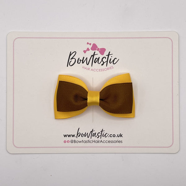 3 Inch Flat Double Bow Style 2 - Turftan & Yellow Gold