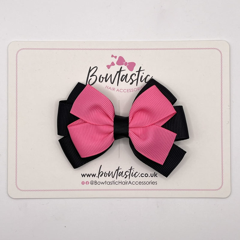 3.25 Inch Flat Bow - Hot Pink & Black