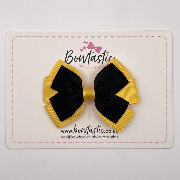 3.25 Inch Flat Bow - Black & Yellow Gold