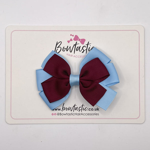 3.25 Inch Flat Bow - Burgundy & Blue Topaz