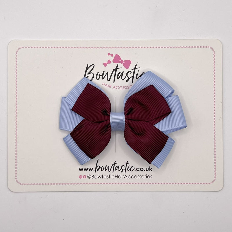 3.25 Inch Flat Bow - Burgundy & Bluebell