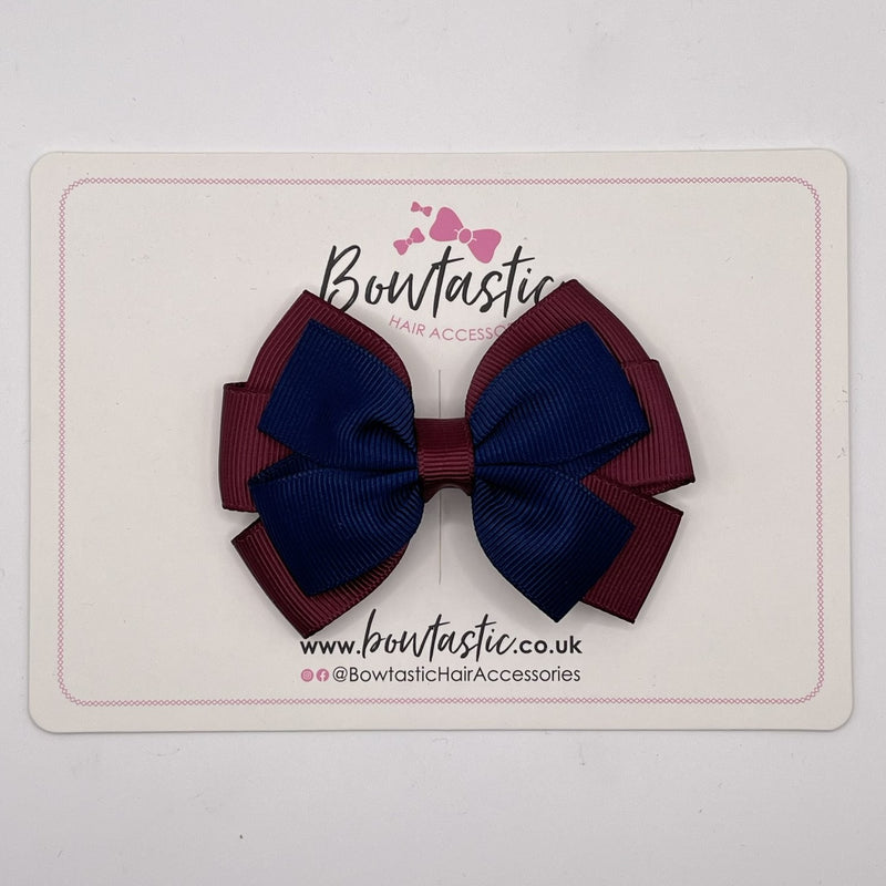 3.25 Inch Flat Bow - Navy & Burgundy