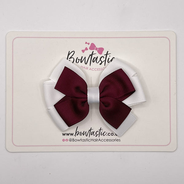 3.25 Inch Flat Bow - Burgundy & White