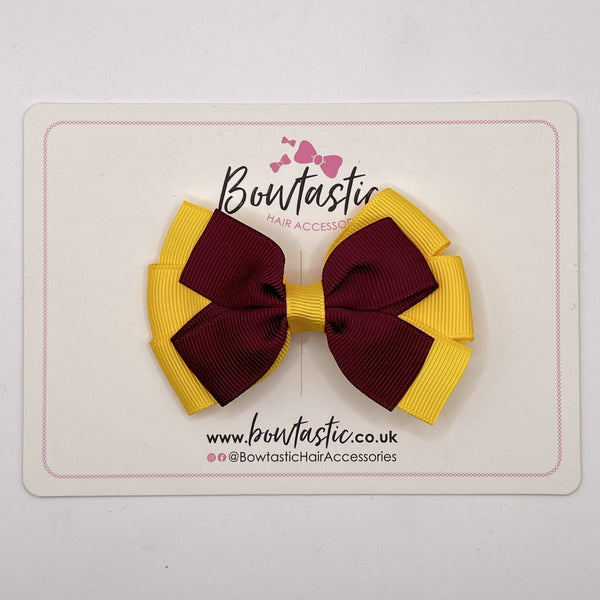 3.25 Inch Flat Bow - Burgundy & Yellow Gold