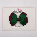 3.25 Inch Flat Bow - Forest Green & Burgundy