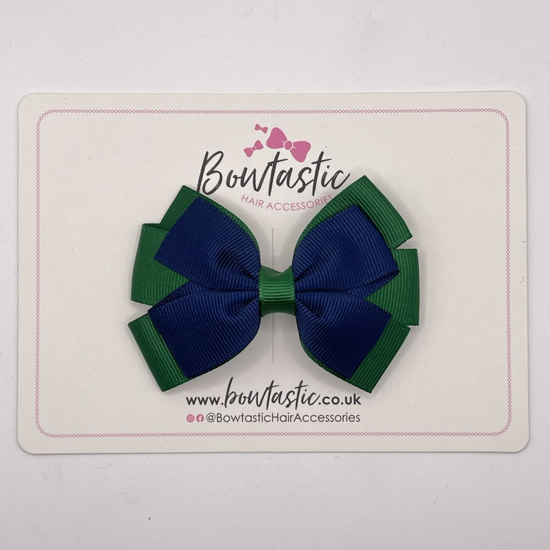 3.25 Inch Flat Bow - Navy & Forest Green