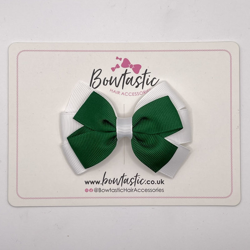 3.25 Inch Flat Bow - Forest Green & White