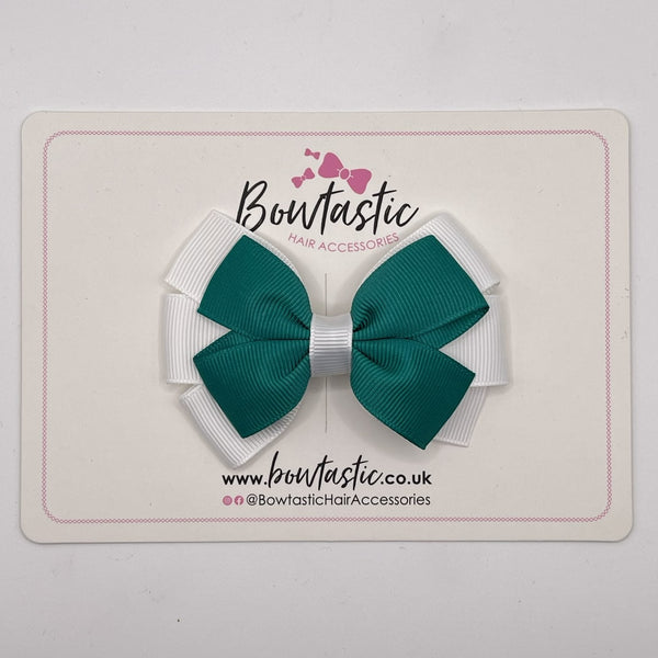 3.25 Inch Flat Bow - Jade Green & White