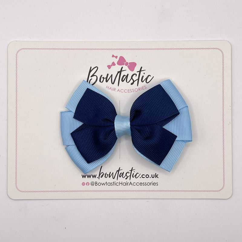 3.25 Inch Flat Bow - Navy & Blue Topaz