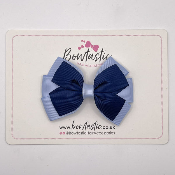 3.25 Inch Flat Bow - Navy & Bluebell