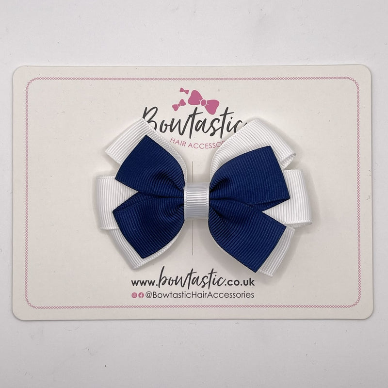 3.25 Inch Flat Bow - Navy & White