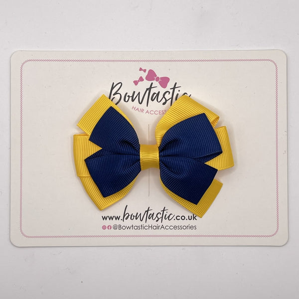 3.25 Inch Flat Bow - Navy & Yellow Gold