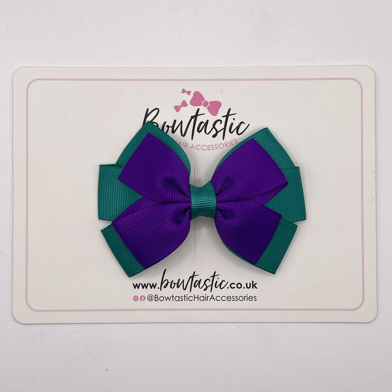 3.25 Inch Flat Bow - Purple & Jade Green