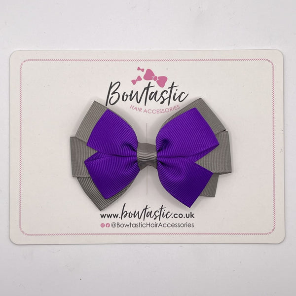 3.25 Inch Flat Bow - Purple & Metal Grey