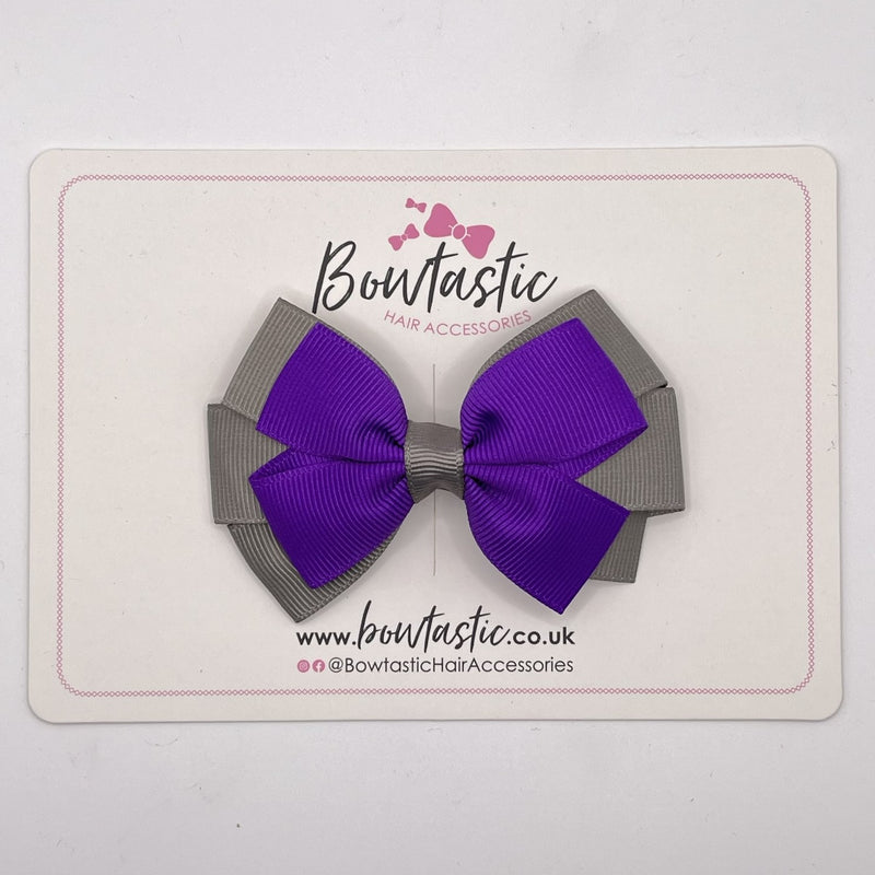 3.25 Inch Flat Bow - Purple & Metal Grey