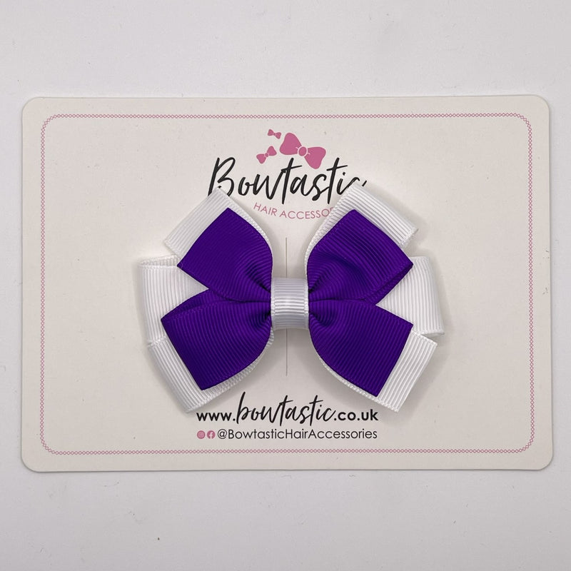 3.25 Inch Flat Bow - Purple & White