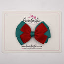 3.25 Inch Flat Bow - Red & Jade Green