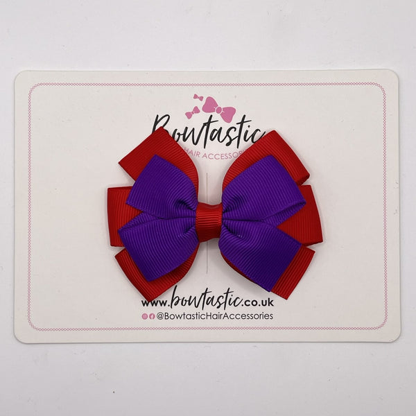 3.25 Inch Flat Bow - Purple & Red