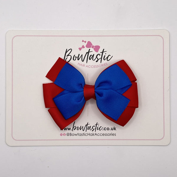 3.25 Inch Flat Bow - Royal Blue & Red