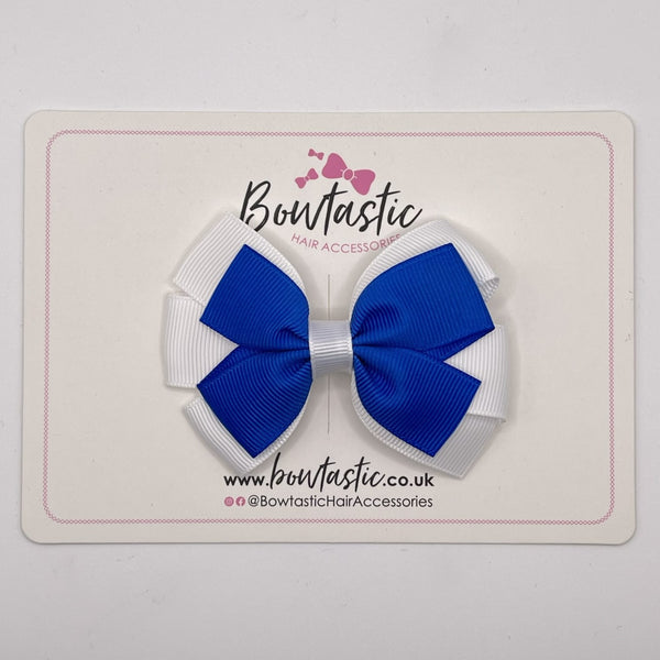 3.25 Inch Flat Bow - Royal Blue & White