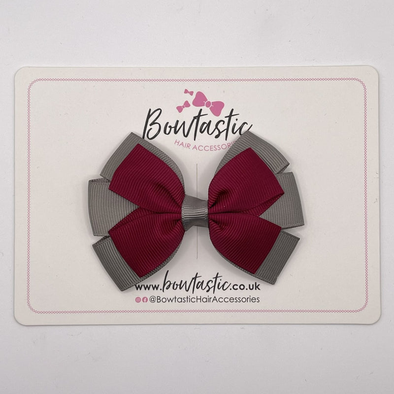 3.25 Inch Flat Bow - Wine & Metal Grey