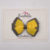 3.25 Inch Flat Bow - Yellow Gold & Metal Grey