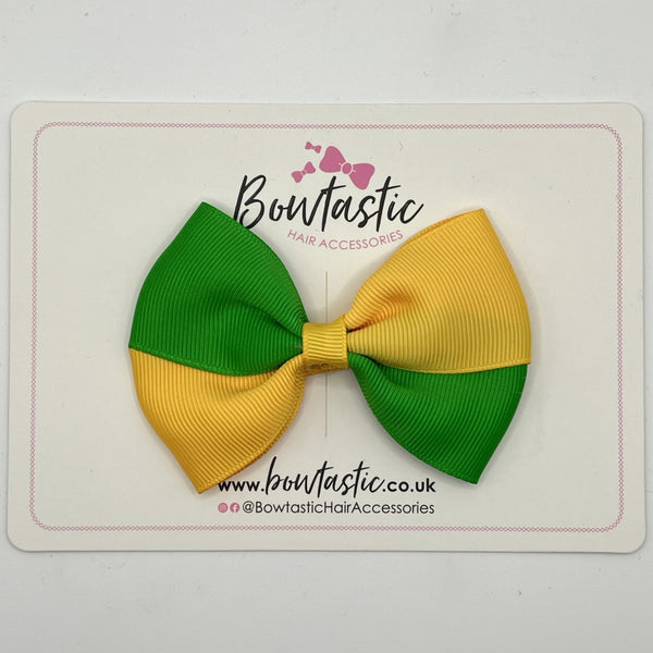 3 Inch Twist Bow - Emerald Green & Yellow Gold