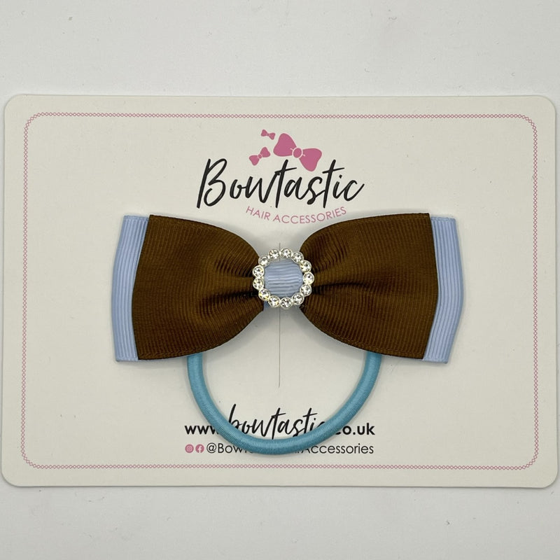 3.5 Inch Gem Bow Bobble - Turftan & Bluebell