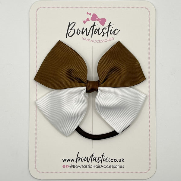 3.75 Inch Butterfly Bow Bobble - Brown & White