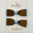 2.5 Inch Flat Bow - Turftan & Blue Mist - 2 Pack