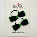 2.5 Inch Flat Bow Thin Elastic - Black & Emerald Green - 2 Pack