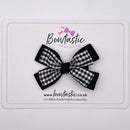 3 Inch Double Butterfly Bow - Black Gingham