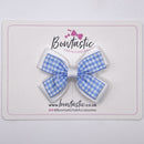 3 Inch Double Butterfly Bow - Light Blue & White Gingham