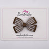 3 Inch Double Butterfly Bow - Turftan & Brown Gingham
