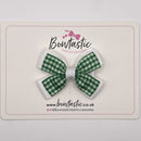 3 Inch Double Butterfly Bow - Green & White Gingham