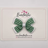 3 Inch Double Butterfly Bow - Green & White Gingham
