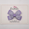 3 Inch Double Butterfly Bow - Lilac & Lilac Gingham