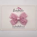 3 Inch Double Butterfly Bow - Pink & Pink Gingham