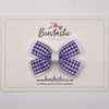 3 Inch Double Butterfly Bow - Purple & White Gingham