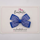 3 Inch Double Butterfly Bow - Royal & Royal Blue Gingham