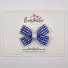 3 Inch Double Butterfly Bow - Royal Blue & White Gingham