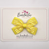 3 Inch Double Butterfly Bow - Yellow & Yellow Gingham